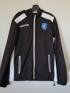 Vintage FC Edmonton MACARON Black and White Full-Zip Hooded Performance Jacket